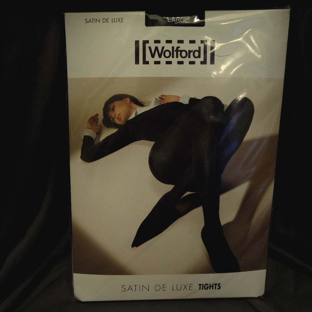 NEW Wolford Satin Deluxe Tights - Black, Large